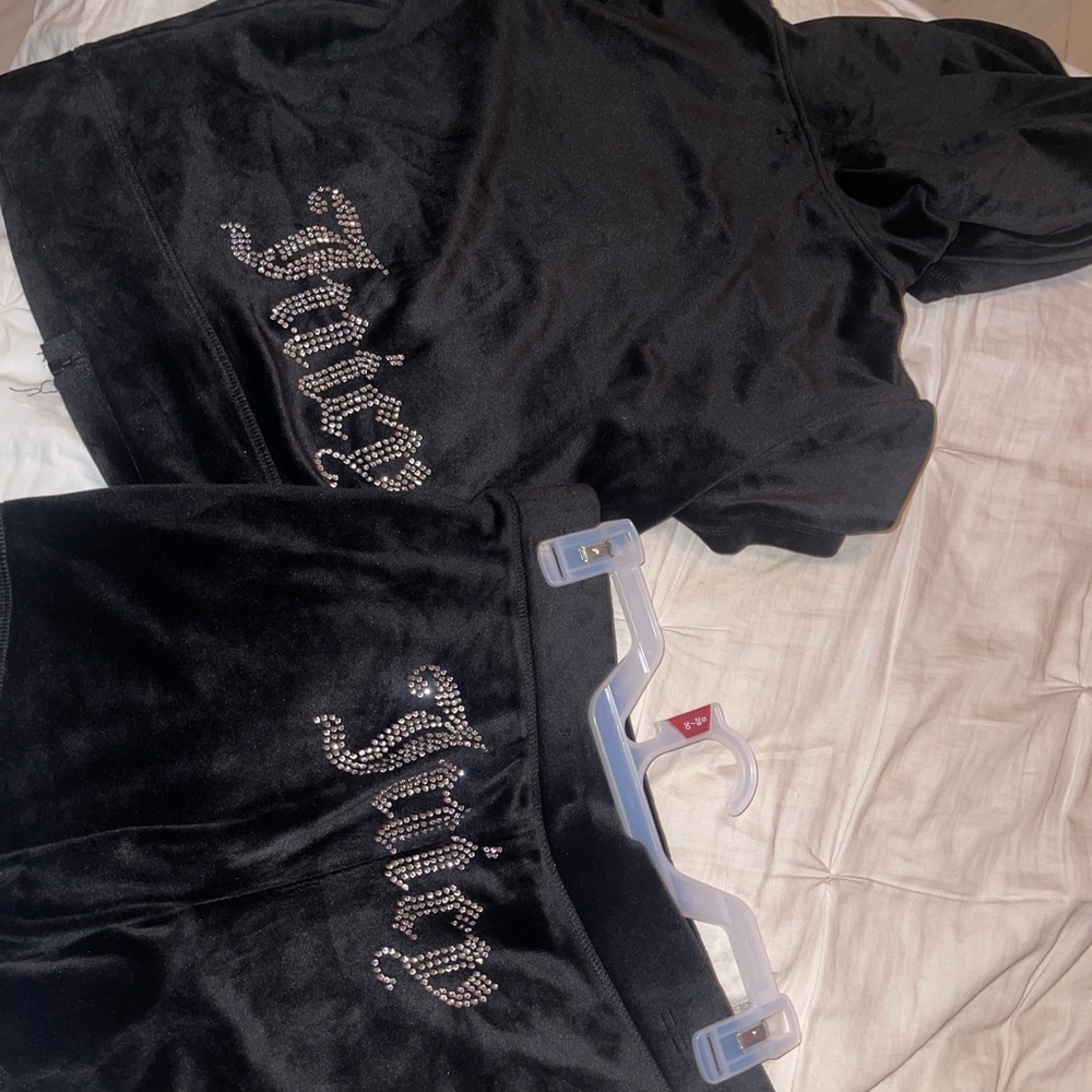 Juicy Couture Black Velour Tracksuit with Rhinestones